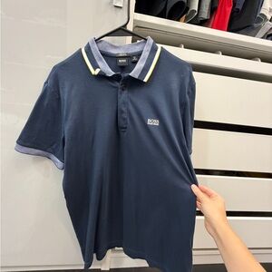 Boss Dark Blue Polo with Contrast Trim